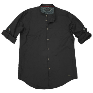 GS-483SVA Double Shirt Mao Collar Slim Line (μεγάλα μεγέθη) Χρώμα Μαύρο