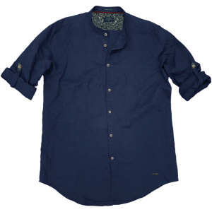 GS-483SVA Double Shirt Mao Collar Slim Line (μεγάλα μεγέθη) Χρώμα Μπλε