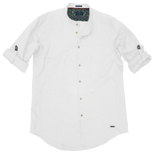 GS-483SA Double Shirt Mao Collar Slim Line (μεγάλα μεγέθη) Χρώμα Άσπρο