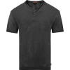 TS-182A Double Men's Henley T-shirt (Μεγάλα Μεγέθη) (Black)