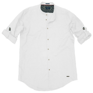 GS-483SVA Double Shirt Mao Collar Slim Line (μεγάλα μεγέθη) Χρώμα Άσπρο