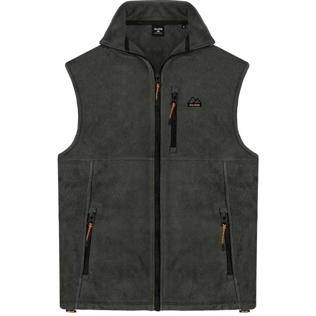 MFT-15  Double Full Zip Sleeveless Polar Fleece With Collar (Khaki)