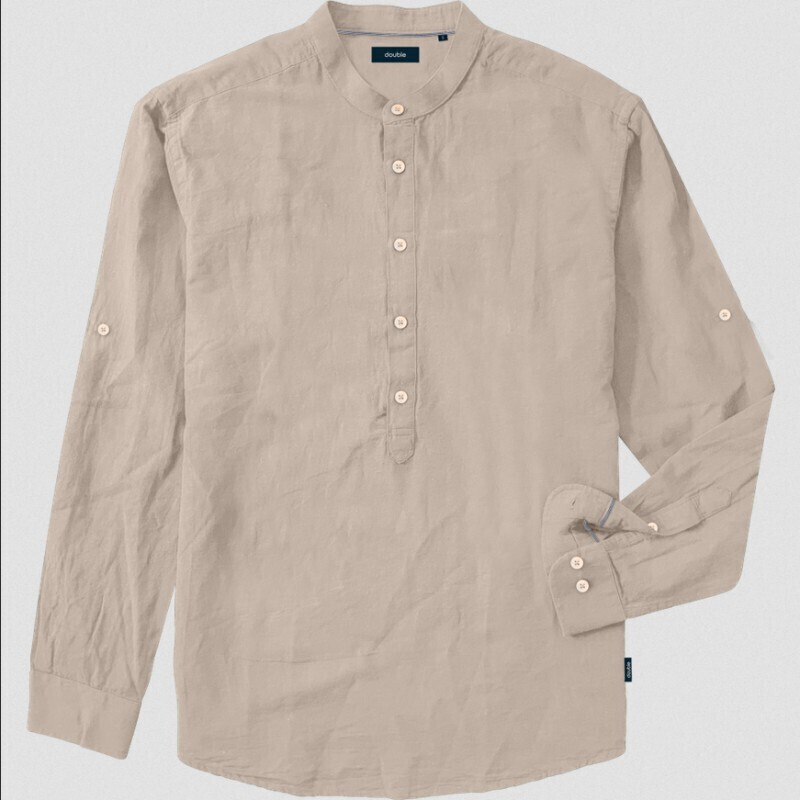 GS-591A Double Shirts Mao Collar (Μεγάλα Μεγέθη) Beige