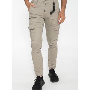 CCP-416A Double Cargo Pants With Elastic Tape Hem (Μεγάλα Μεγέθη) Smoke