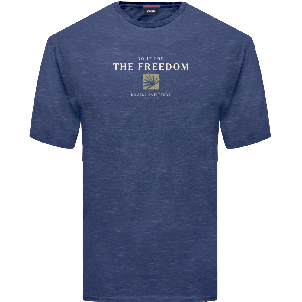 TS-2017SA Double T-Shirts Flama With Graphic Print Indigo (Μεγάλα μεγέθη)