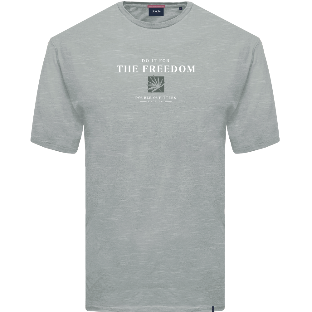 TS-2017SA Double T-Shirts Flama With Graphic Print Pebble Grey (Μεγάλα Μεγέθη)