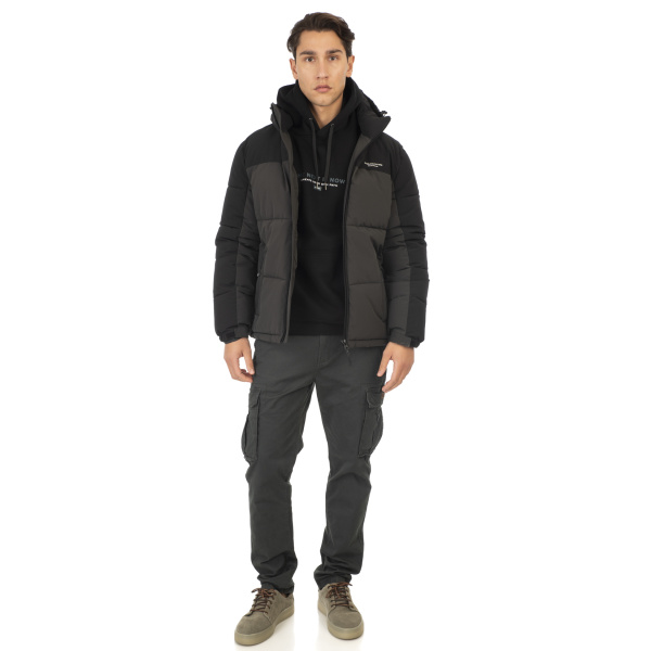 MJK-2006B Double Jackets Mid Length Padded Dk Khaki Black CC40