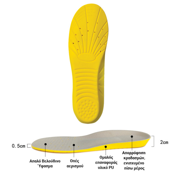 GTC Comfort Insole Velvet Fabric Ανατομικοί Πάτοι Παπουτσιών Εργασίας