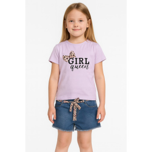 Παιδικό Σετ Μπλουζάκι με Τζιν Σόρτς Girl Queen