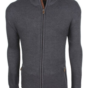 Double Ανδρική Πλεκτή Ζακέτα Ανάγλυφη KNIT-07A Anthracite