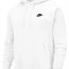 Nike Club Φούτερ Fleece Με Κουκούλα Λευκό BV2654-100