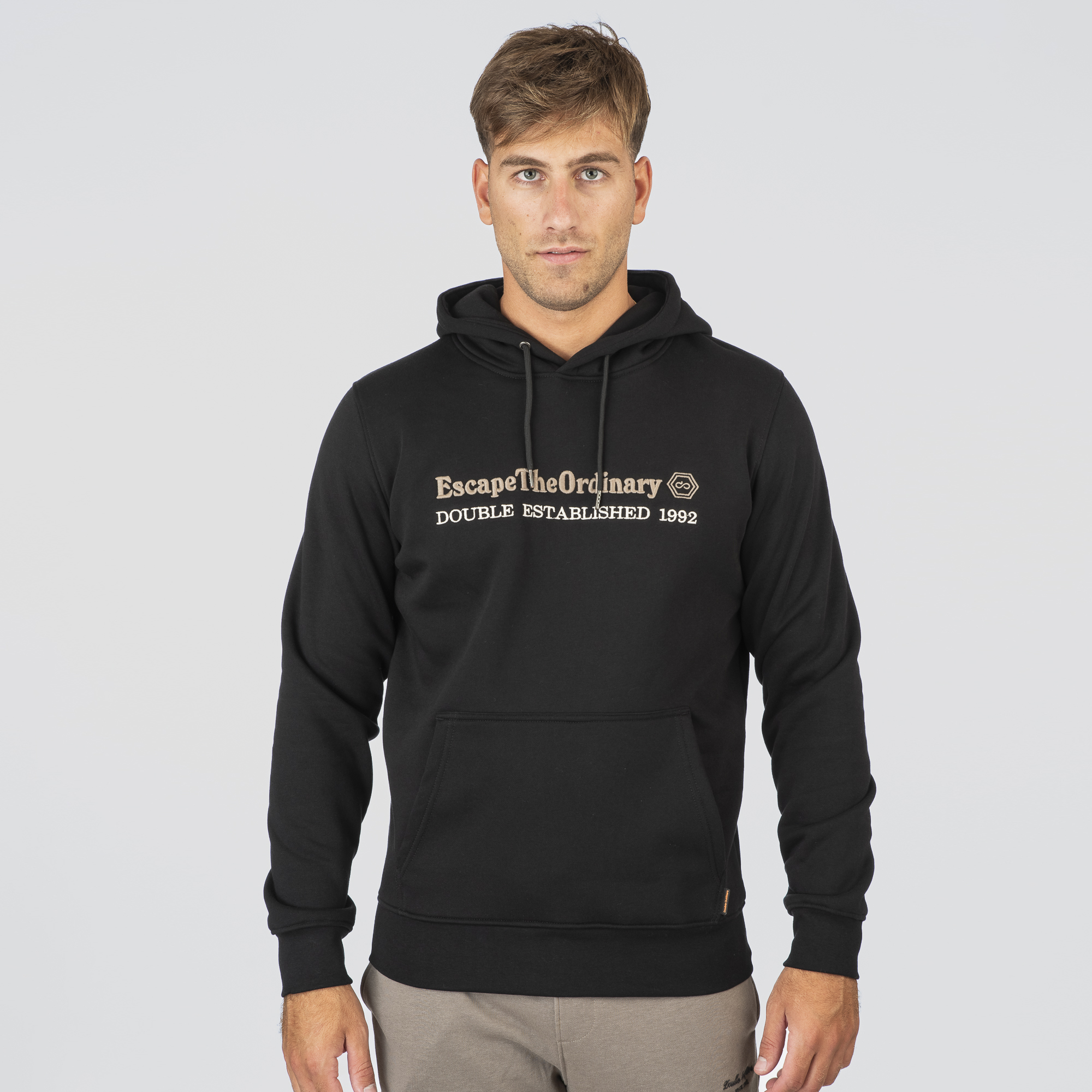 Double Ανδρικό Φούτερ με τρισδιάστατο κέντημα 252MTOP-1078 Pure Black