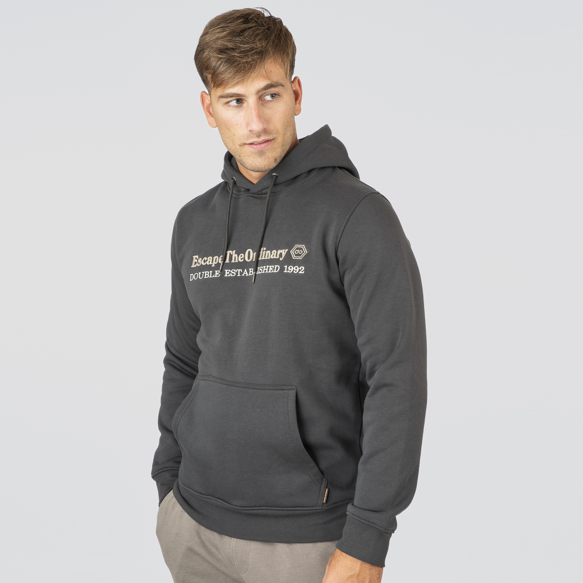 Double Ανδρικό Φούτερ με τρισδιάστατο κέντημα 252MTOP-1078 Anthracite