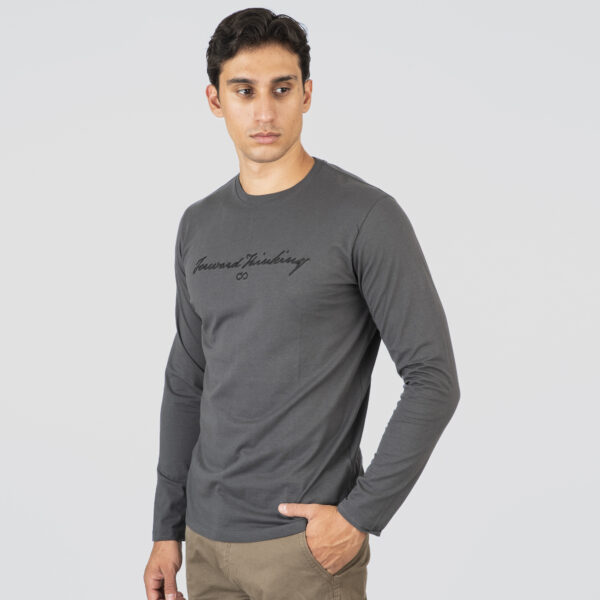 Double Μακρυμάνικο μπλουζάκι με πυκνό κέντημα 252TS-9071 Anthracite