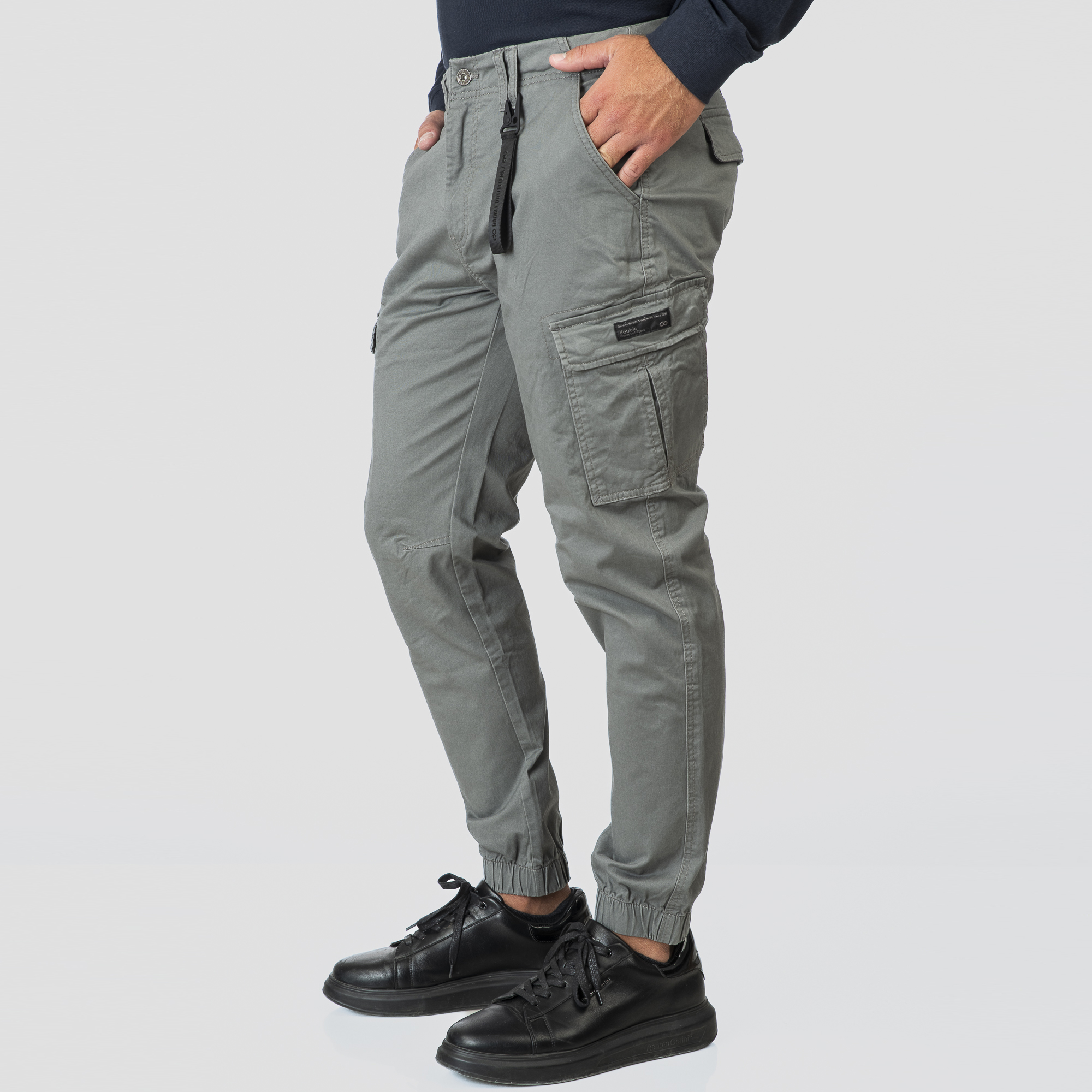 Double Ανδρικό Cargo Παντελόνι με λάστιχα 252CCP-4066 Sage Green