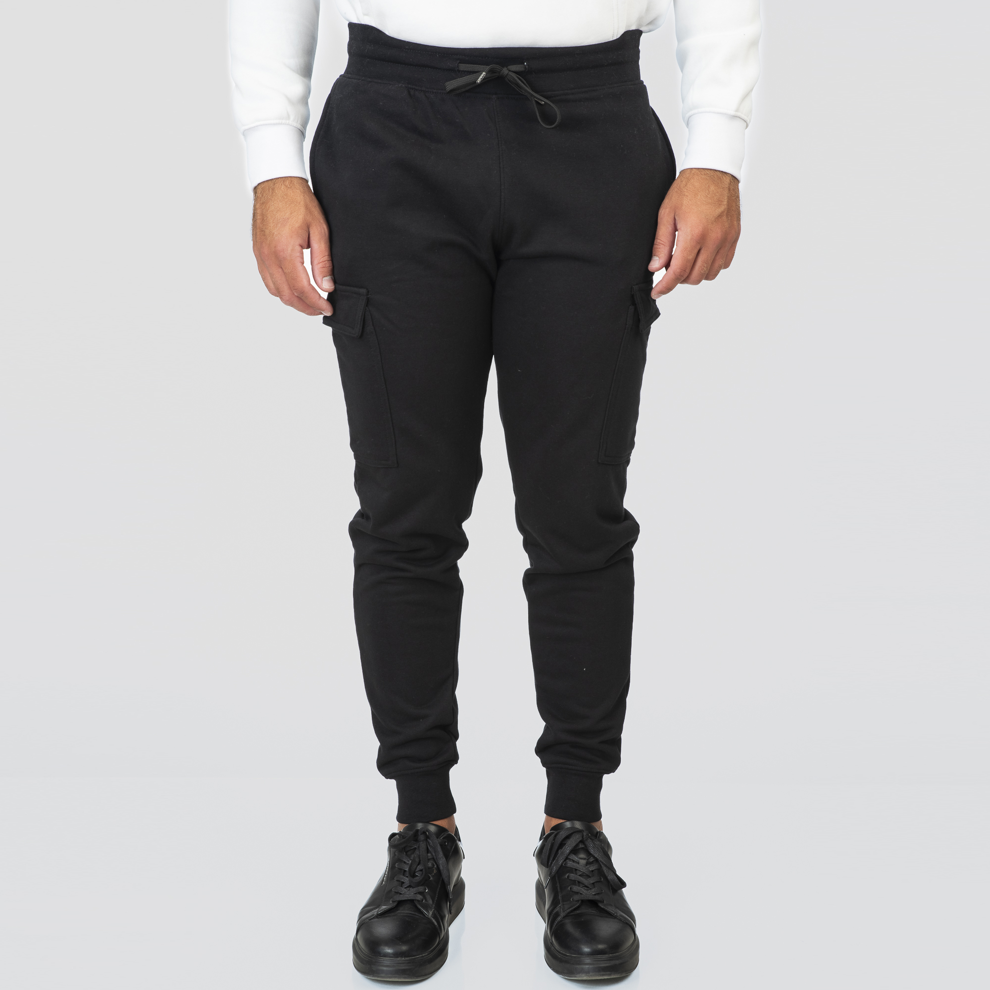 Double Παντελόνι φόρμας με λάστιχο στη μέση και τσέπες cargo (Fleece από πετσετέ ύφασμα) 252MPAN-6031Black Double Παντελόνι φόρμας με λάστιχο στη μέση και τσέπες cargo (Fleece από πετσετέ ύφασμα) 252MPAN-6031Black