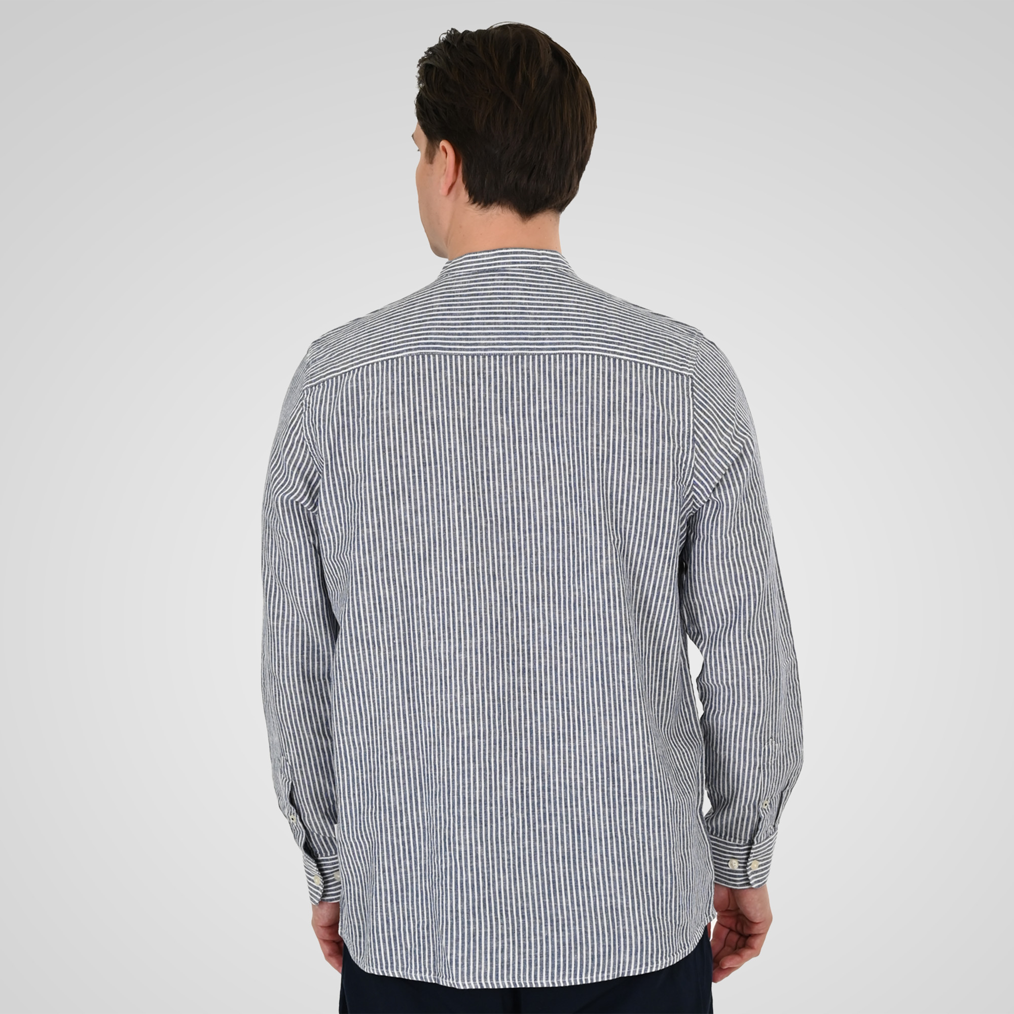 Double Λινό Πουκάμισο 261GS-5195 Blue-White