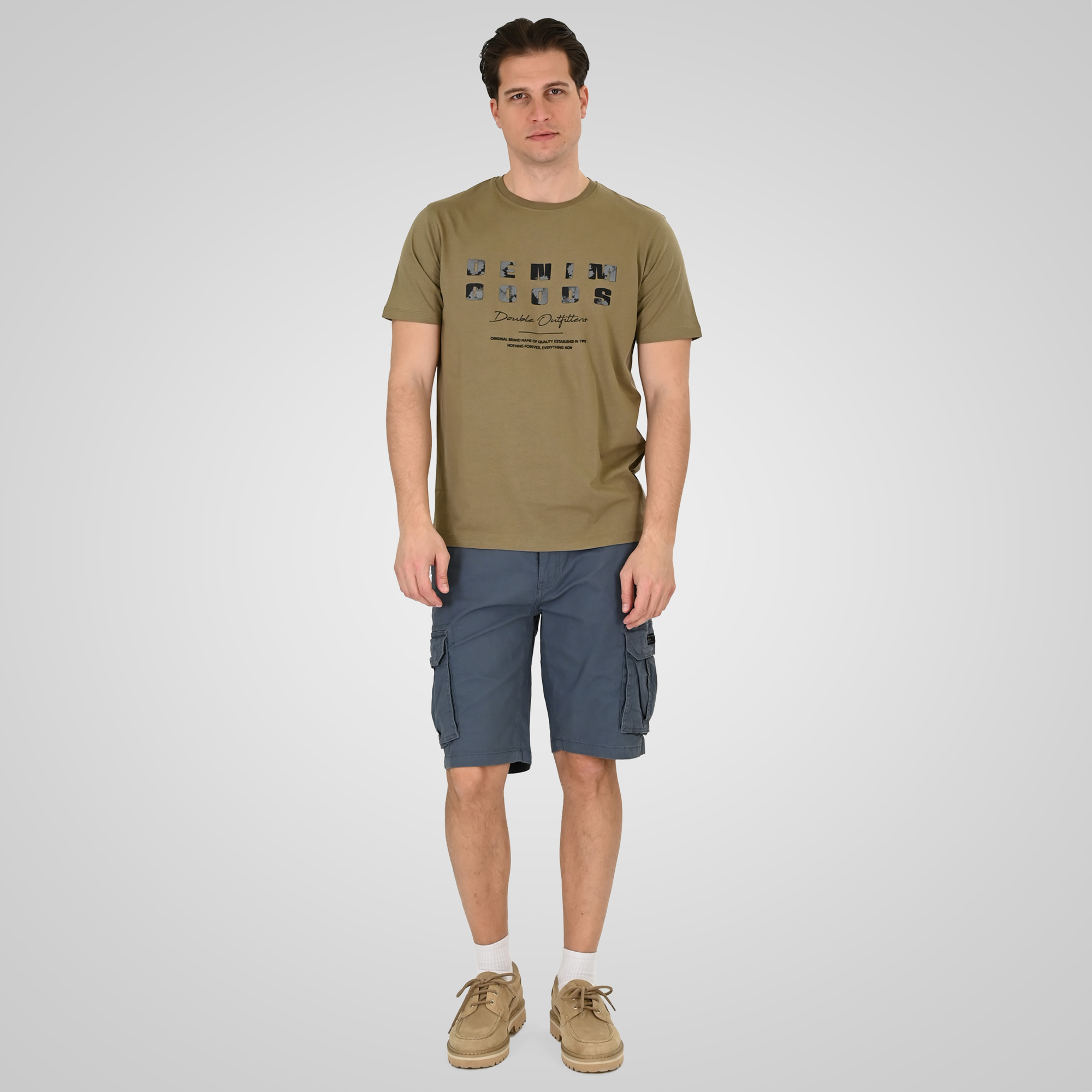 Double Ανδρική Βερμούδα Cargo 261MSHO-7061A Stone Blue Double Ανδρική Βερμούδα Cargo 261MSHO-7061A Stone Blue