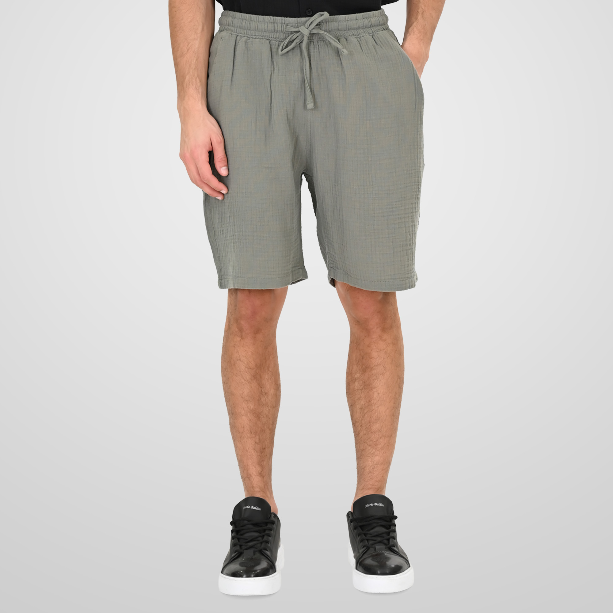 Double Ανδρική Λινή Βερμούδα 261MSHO-7064A LT-Khaki