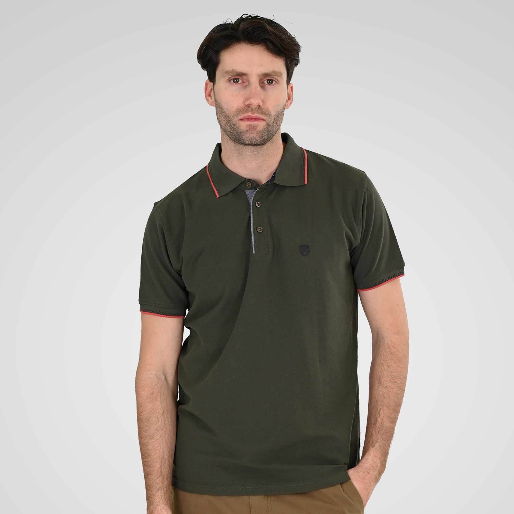 Double Ανδρικό Μπλουζάκι Polo  261PS-3079 Khaki