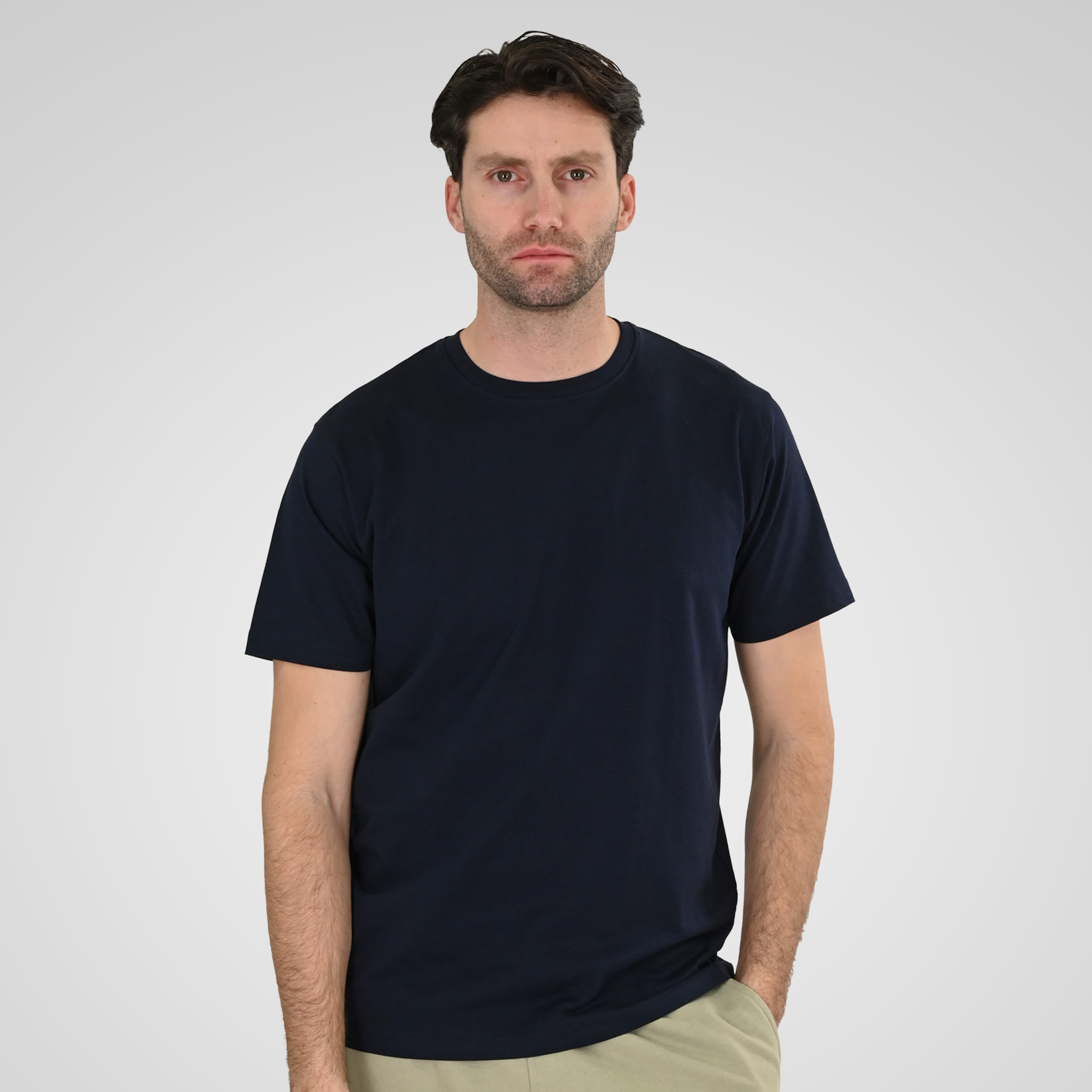 Double Κοντομάνικο Μονόχρωμο Μπλουζάκι 261TS-9044 Navy