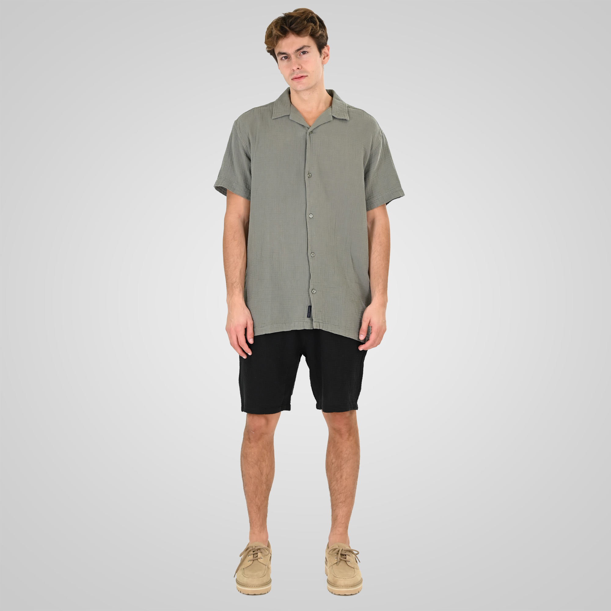 Double Ανδρικό Κοντομάνικο Πουκάμισο 261GS-5184 LT Khaki Double Ανδρικό Κοντομάνικο Πουκάμισο 261GS-5184 LT Khaki