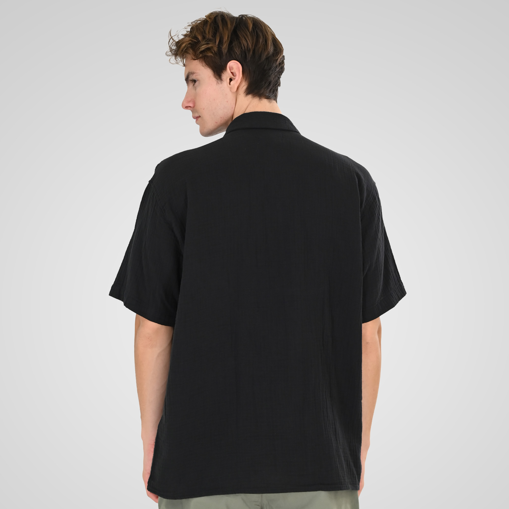 Double Ανδρικό Κοντομάνικο Πουκάμισο 261GS-5184 Black