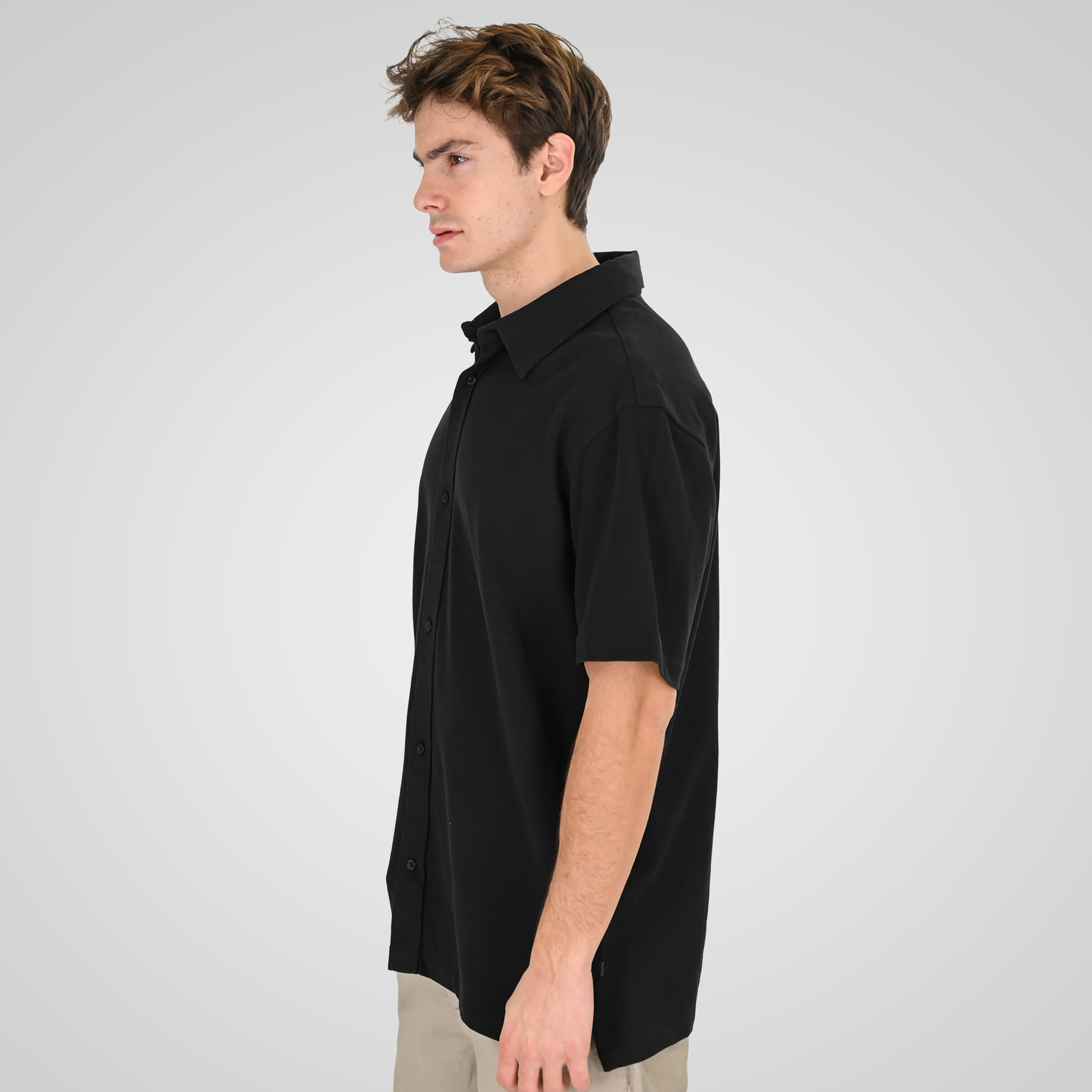 Double Ανδρικό Κοντομάνικο Πουκάμισο 261GS-5185 Black