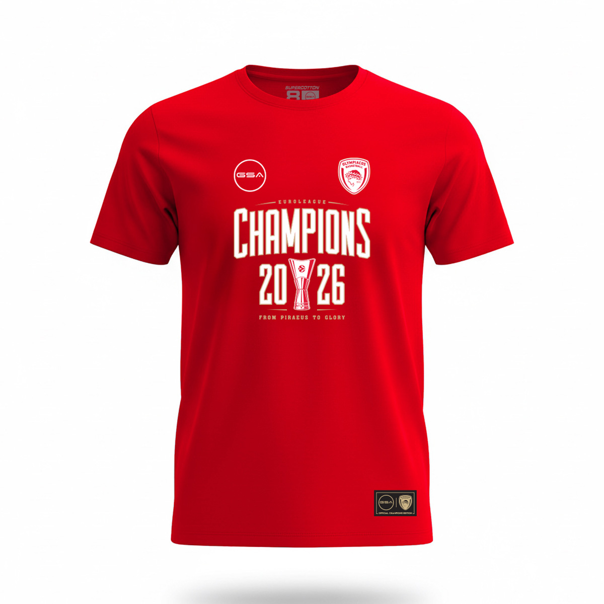 GSA Olympiacos B.C. Official Kids T-Shirt Euroleague Champions 2026 GT42555 GSA Olympiacos B.C. Official Kids T-Shirt Euroleague Champions 2026 GT42555